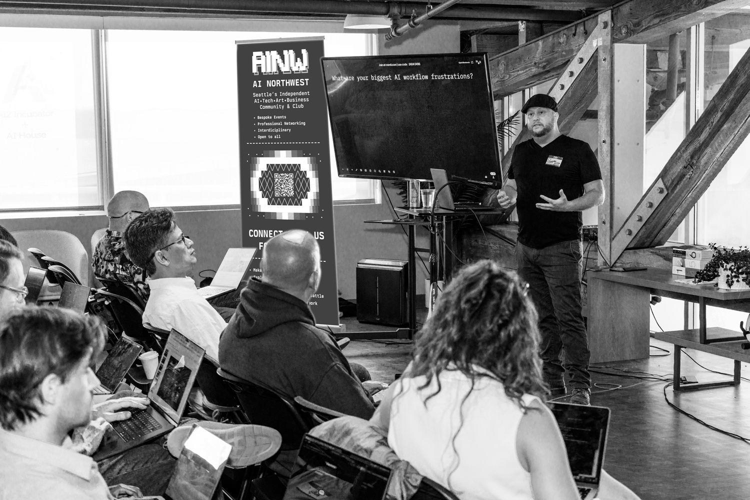 Technical presentation on AI workflow frustrations at AI Northwest community event